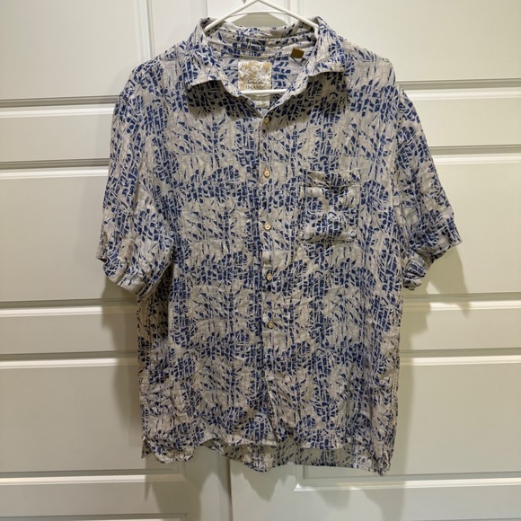 Tasso Elba Island Silk Linen Button Up Tropical Shirt‎ Menswear Large - Picture 1 of 7